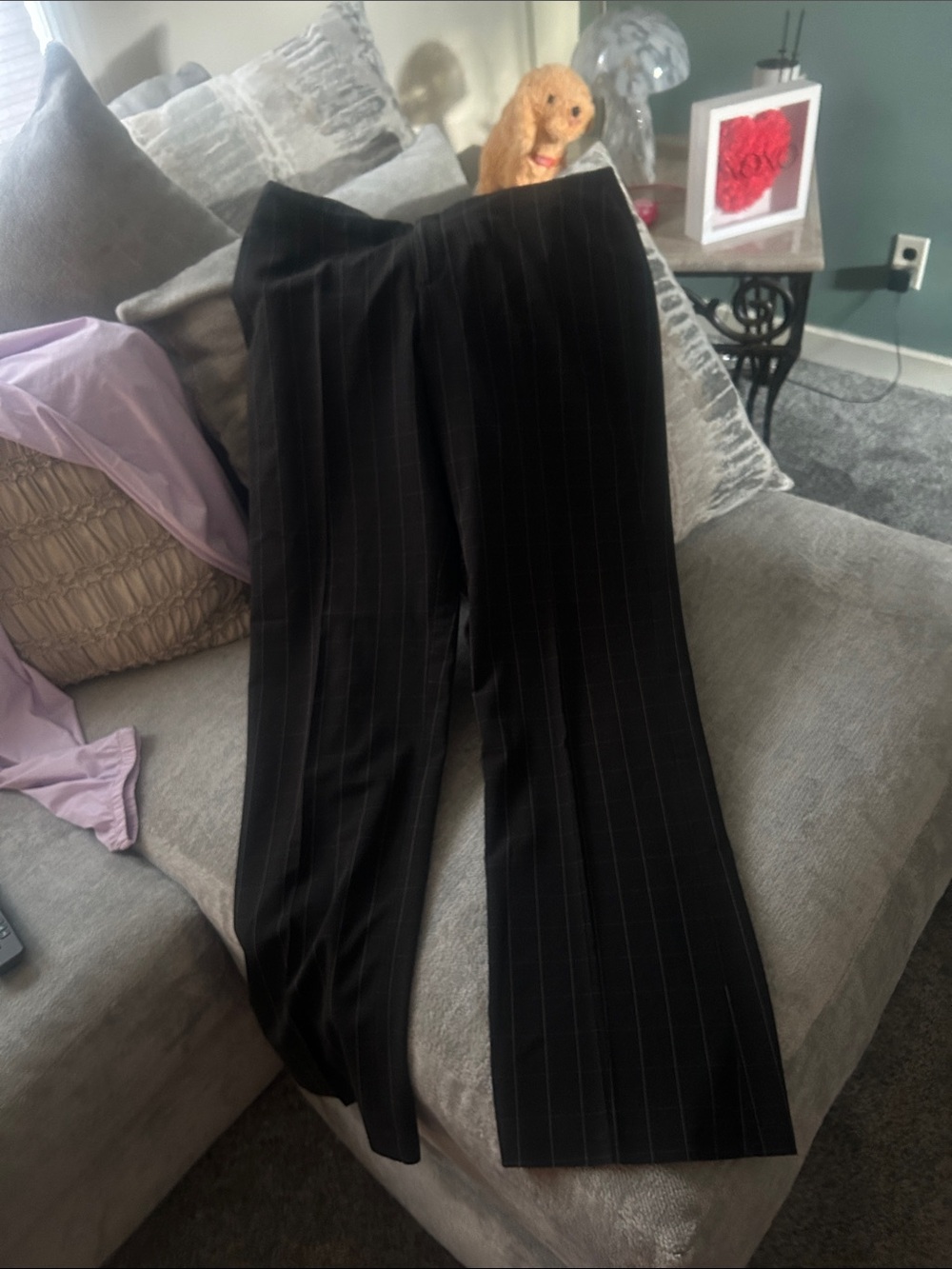 Women's Black Pinstripe Wide Leg Pants